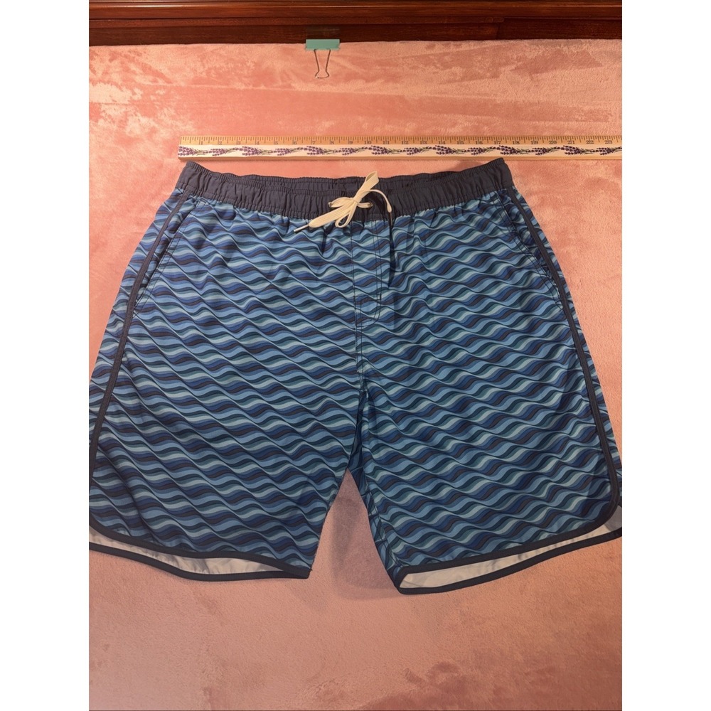 Fair Harbor Mens XL Blue‎ Wave Swim Trunks Lined Hybrid.